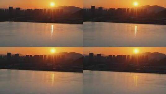 杭州临安青山湖日落美景高清在线视频素材下载