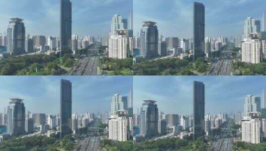 深圳滨河大道航拍紫元元大厦城市建筑风光高清在线视频素材下载
