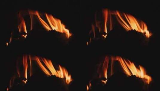 柴火火焰烈焰燃烧的火苗升格空镜高清在线视频素材下载