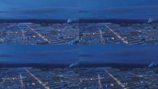 延时 最冷城市根河雪夜灯光高清在线视频素材下载