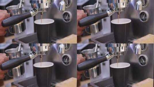 拿铁咖啡咖啡制作升格慢镜高清在线视频素材下载