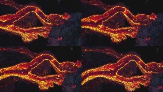 航拍火山岩浆流动高清在线视频素材下载