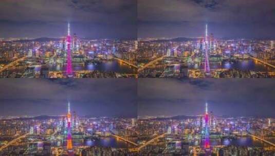 5K广州夜景广州塔夜景珠江新城夜景3高清在线视频素材下载