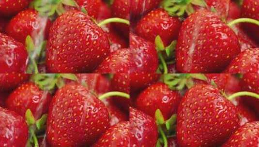 草莓新鲜草莓水果展示高清在线视频素材下载