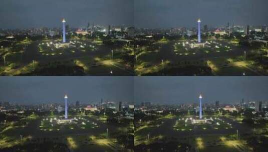 印尼雅加达独立广场国家纪念碑航拍城市风光高清在线视频素材下载