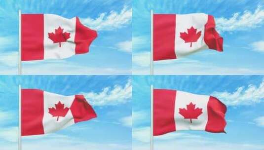加拿大国旗空中飘扬高清在线视频素材下载