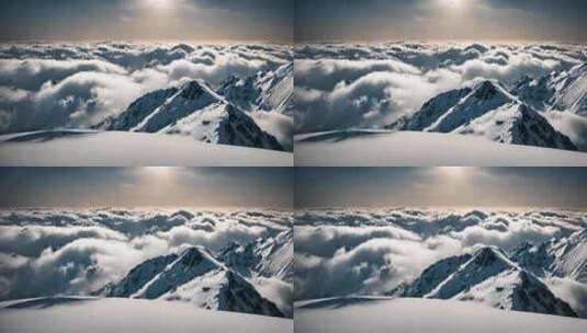 雪山云海山峰阳光日出延时云雾山脉意境风景高清在线视频素材下载