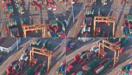 国际贸易集装箱港口航拍高清在线视频素材下载
