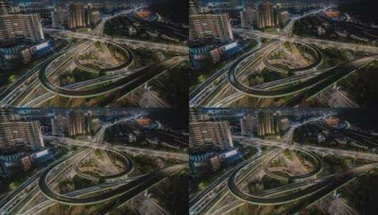 杭州复兴立交桥夜景延时高清在线视频素材下载