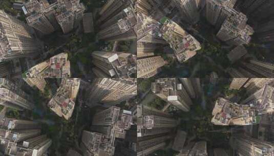高角度拍摄城市住宅小区高密度成都橡树林高清在线视频素材下载
