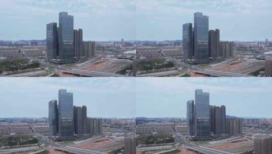广州新塘地标高楼航拍高清在线视频素材下载