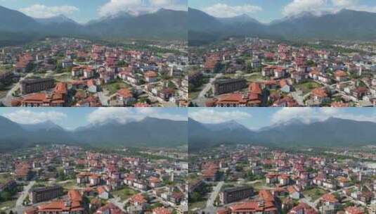 保加利亚班斯科滑雪村度假村和皮林山脉夏季高清在线视频素材下载