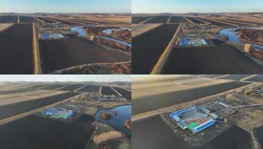 黑土地蓝色河流农场风景高清在线视频素材下载