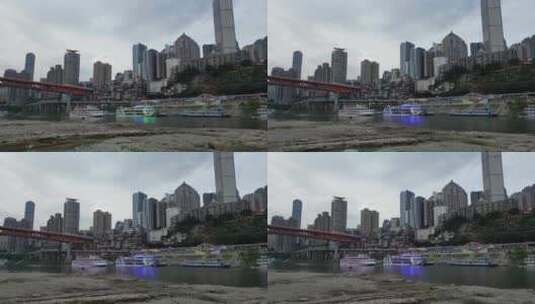 重庆嘉陵江河床城市建筑高清在线视频素材下载