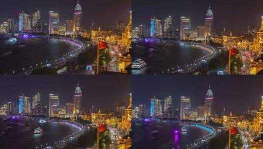 震撼上海外滩风光延时夜景高清在线视频素材下载
