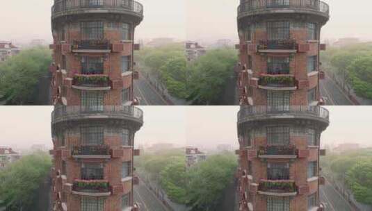 上海 武康大楼 清晨航拍高清在线视频素材下载