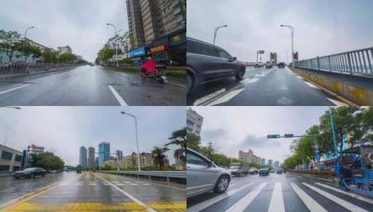 阴雨天气开车九江长江大桥延时高清在线视频素材下载