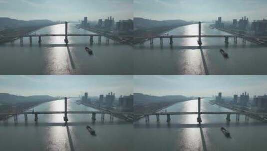 珠海横琴大桥航拍桥梁车流交通磨刀门江河流高清在线视频素材下载