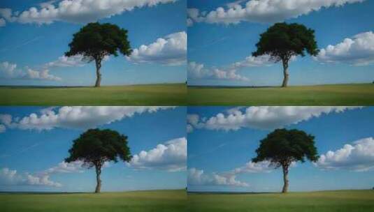 草原天际线一棵树高清在线视频素材下载