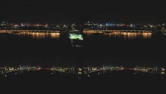 江西南昌赣江两岸夜景航拍高清在线视频素材下载