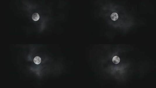 夜空中的满月和乌云高清在线视频素材下载