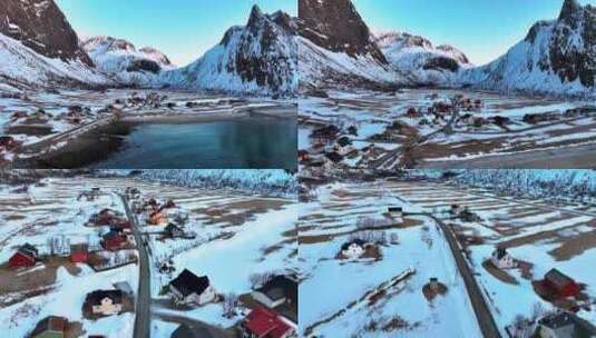 4K航拍挪威塞尼亚岛雪景最美风光高清在线视频素材下载