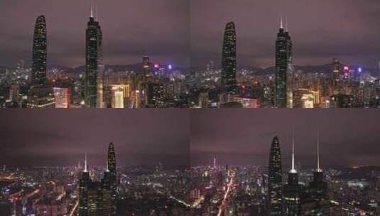 京基地王大厦夜景航拍4k视频合集高清在线视频素材下载