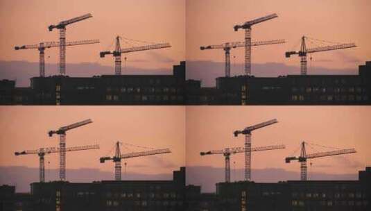 Aarhus， Cranes，Shore高清在线视频素材下载