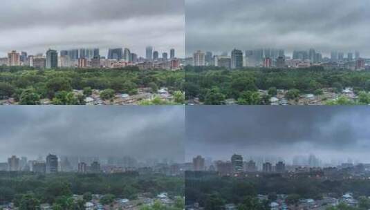 北京城市建筑群雨天建筑云海日转夜延时高清在线视频素材下载