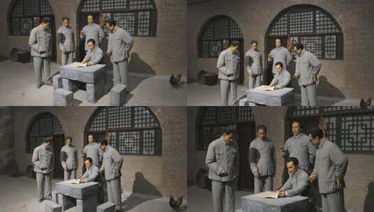 湖南籍开国元勋雕像一组高清在线视频素材下载