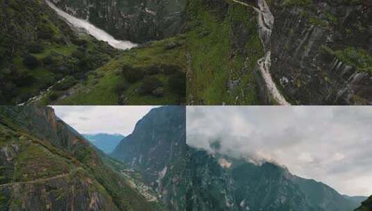 虎跳峡徒步悬崖步道高清在线视频素材下载