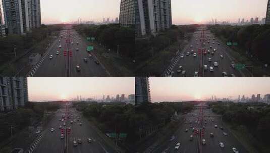 深圳滨河大道城市道路高楼车流景观高清在线视频素材下载