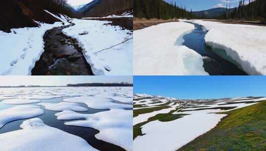 冰雪消融的美景高清在线视频素材下载