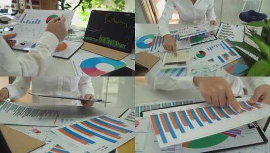 财报审计人员正在分析统计数据报表高清在线视频素材下载