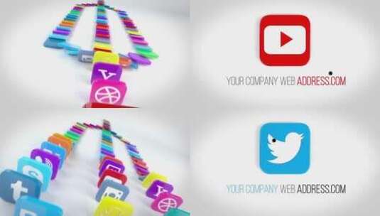 彩色多米诺骨牌揭示品牌logo媒体视频公司标志标识AE模板高清AE视频素材下载