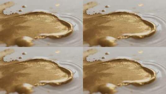 金色液体微距特写画面高清在线视频素材下载