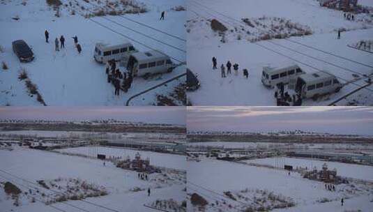 新疆冬天雪山雪景雪地拍摄开工素材高清在线视频素材下载