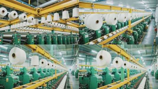 工厂内纺织机器及纱线高清在线视频素材下载