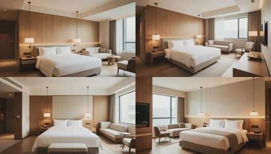 现代酒店卧室室内场景高清在线视频素材下载