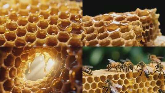 蜂巢蜜微距特写画面高清在线视频素材下载