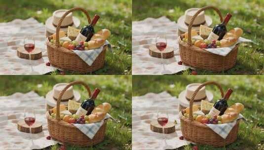 立春郊外草地野餐唯美浪漫生活画面高清在线视频素材下载