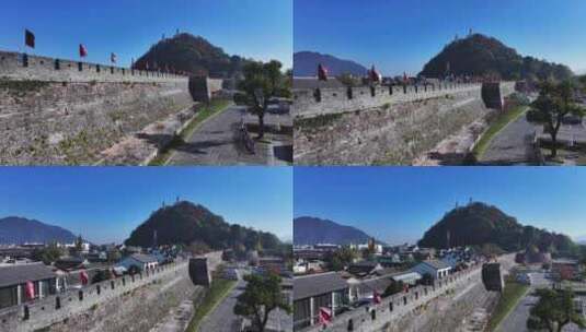 台州府城临海江南长城城墙航拍高清在线视频素材下载