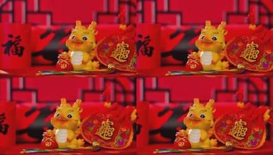 红红火火中国年春节龙年过年高清在线视频素材下载