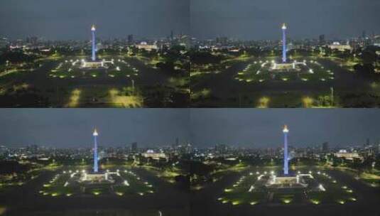 印尼雅加达独立广场国家纪念碑航拍城市风光高清在线视频素材下载
