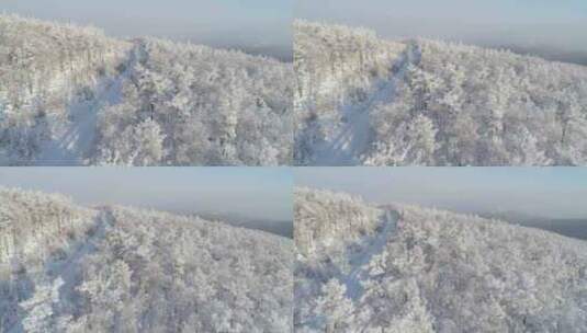 航拍内蒙古大兴安岭冰雪雾凇、雪凇高清在线视频素材下载