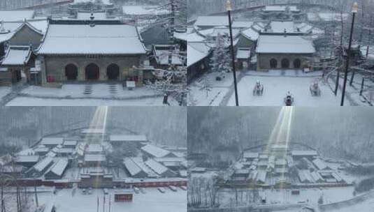 五台山普化寺雪景高清在线视频素材下载