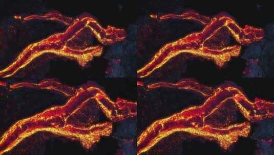 航拍火山岩浆流动高清在线视频素材下载