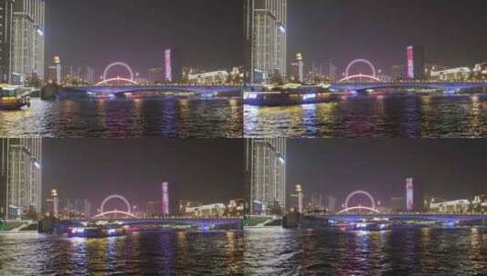 4k 天津海河天津之眼灯光秀高清在线视频素材下载