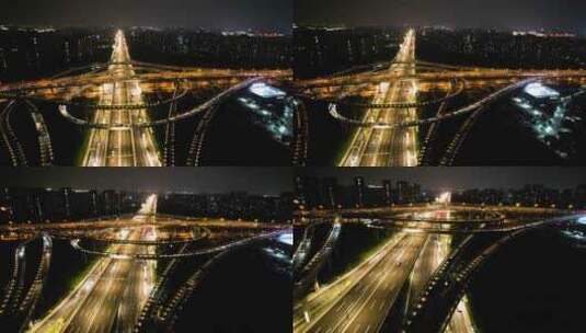 城市立交桥车辆车流夜景视频素材高清在线视频素材下载