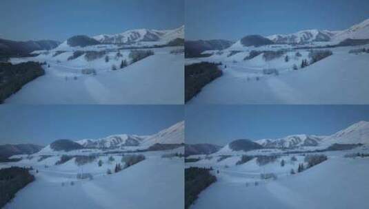 禾木冬天晨曦 村庄 禾木雪景新疆冬季旅游高清在线视频素材下载